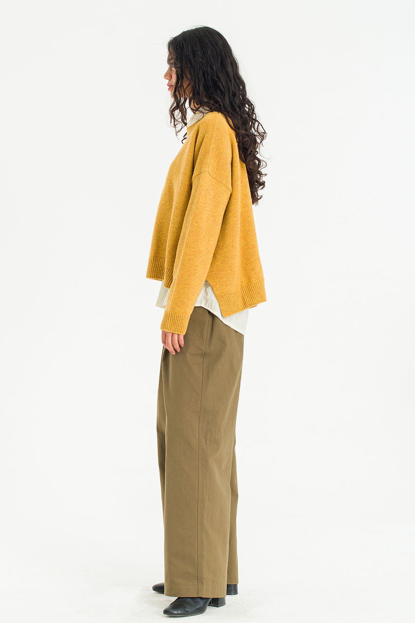 Boucle Round Neck Jumper, Mustard