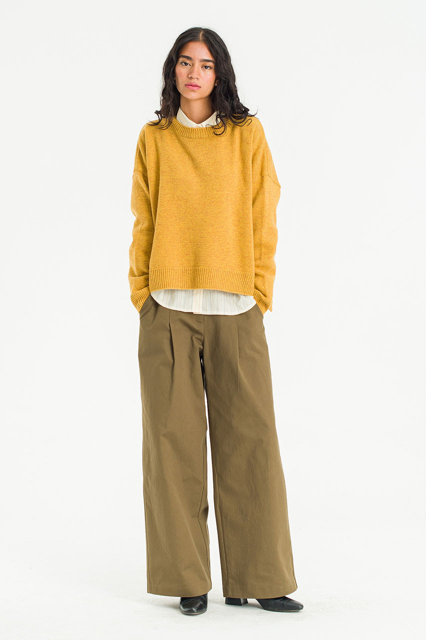 Boucle Round Neck Jumper, Mustard