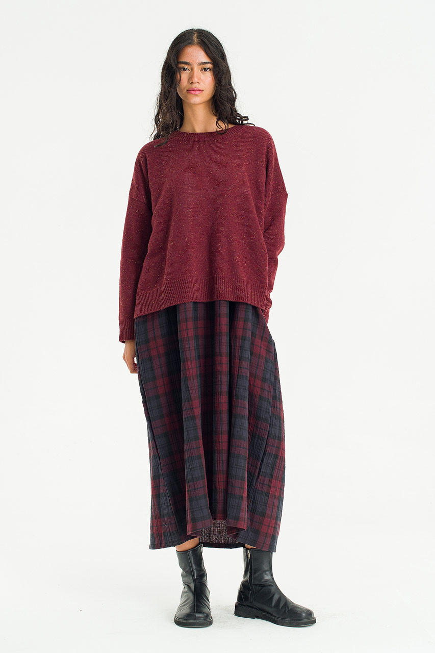 Boucle Round Neck Jumper, Wine