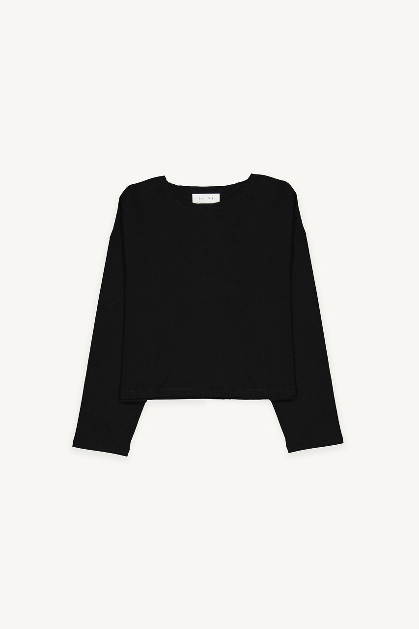 Cropped Cotton Tee, Black