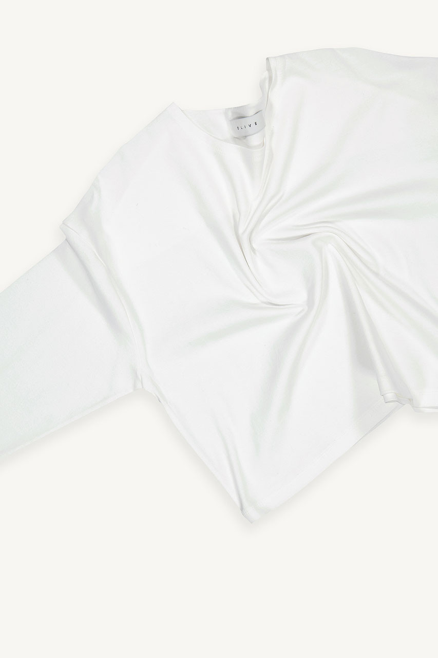 Cropped Cotton Tee, White