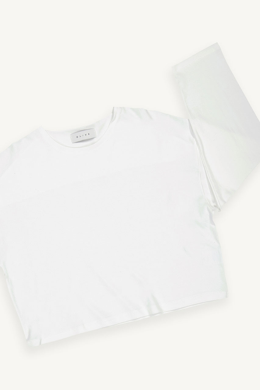 Cropped Cotton Tee, White