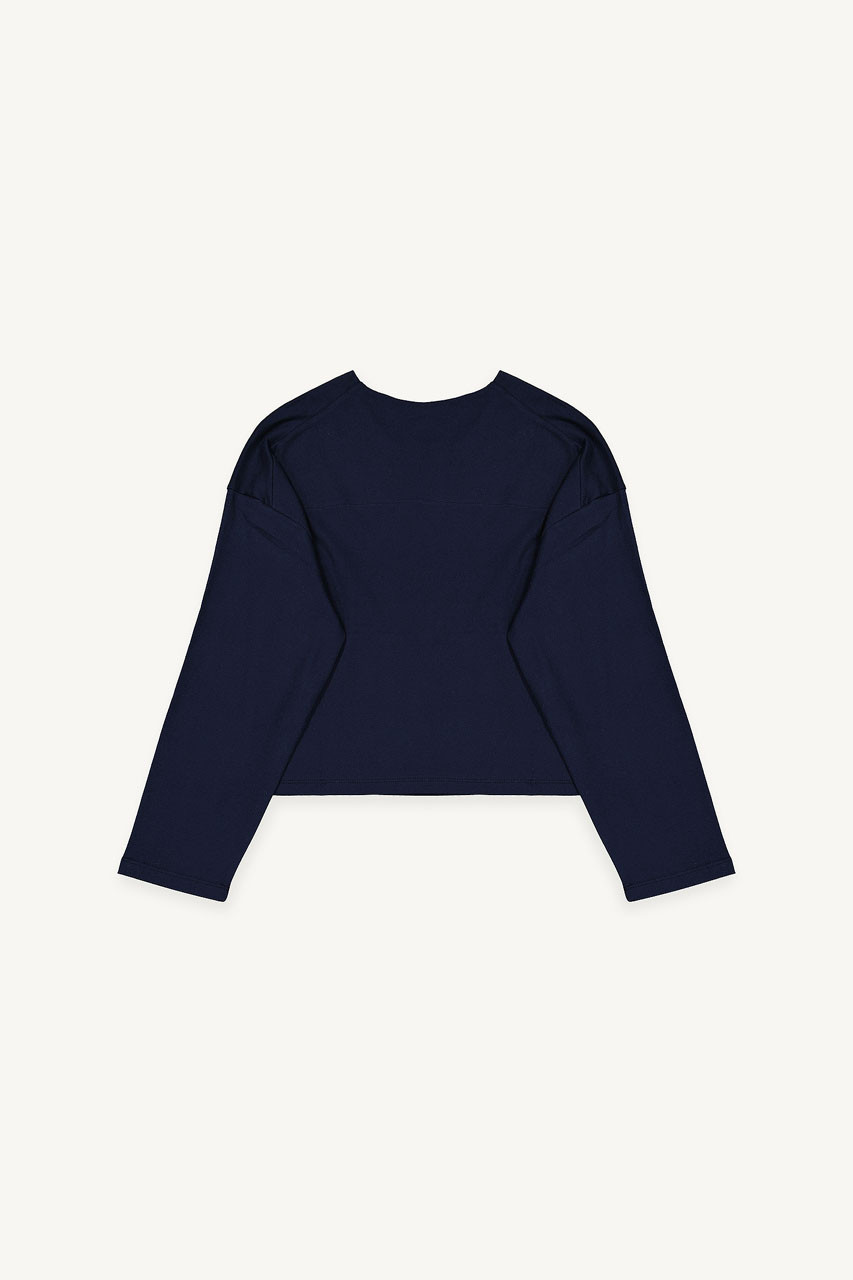 Cropped Cotton Tee, Navy