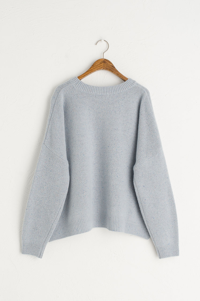 Boucle Round Neck Jumper, Light Blue