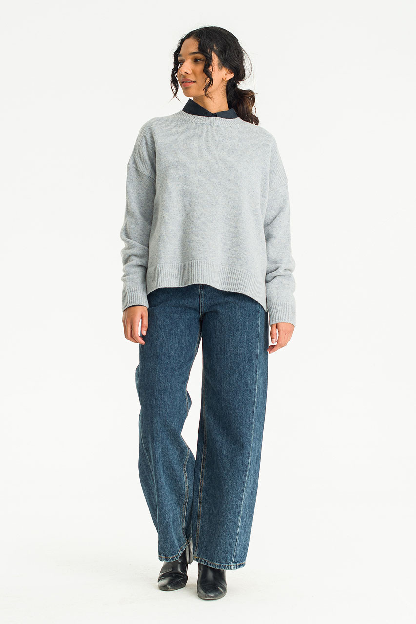 Boucle Round Neck Jumper, Light Blue