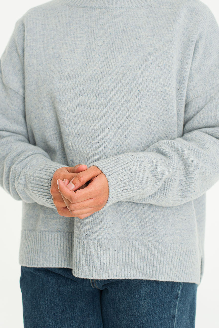 Boucle Round Neck Jumper, Light Blue