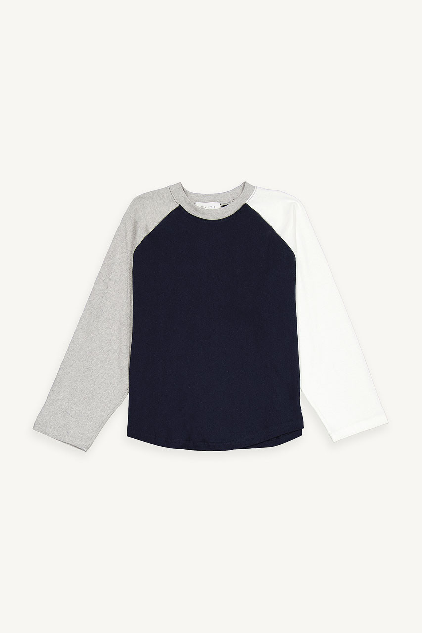 Colour Mix Raglan Tee, Navy