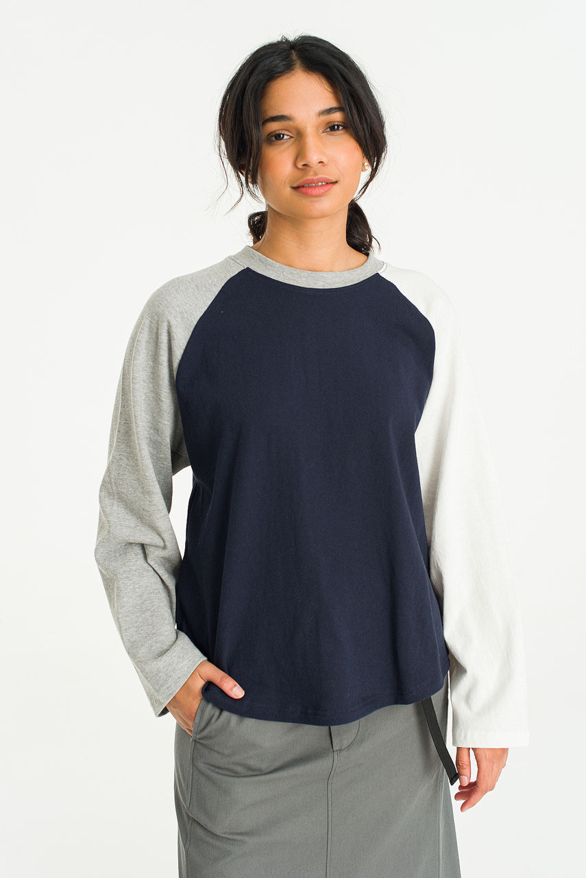 Colour Mix Raglan Tee, Navy