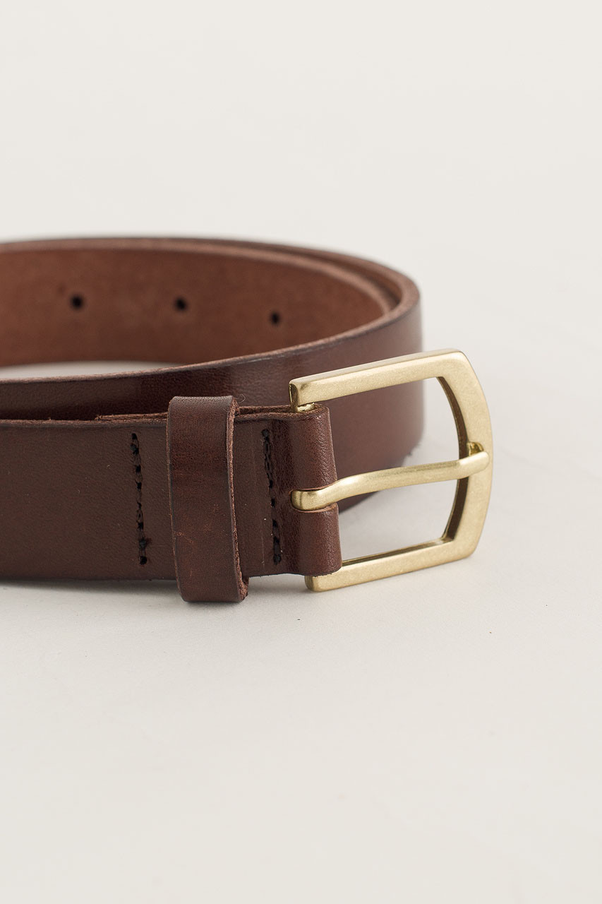 Gold Arch Buckle Belt, Brown