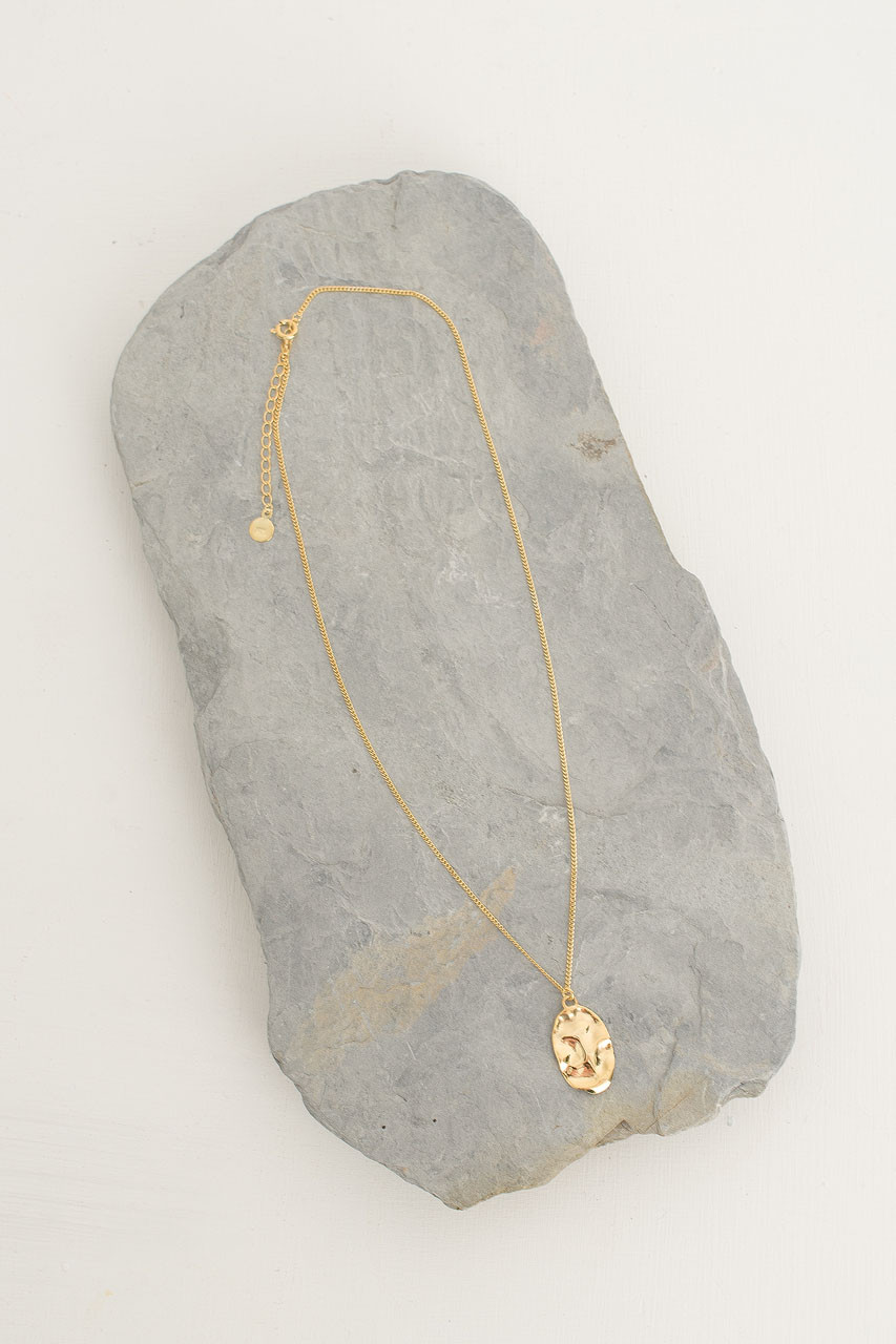 Crushed Oval Necklace, 18K Gold Plated