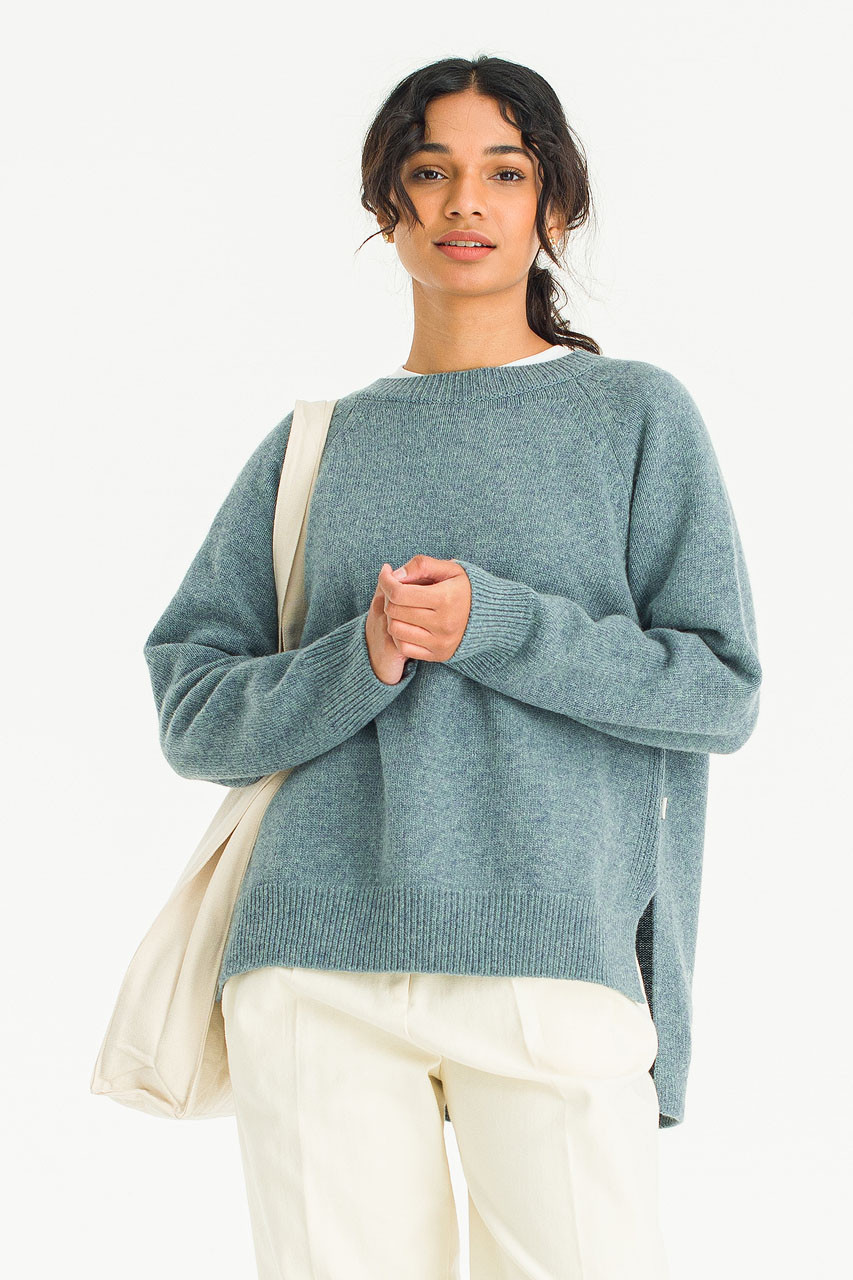 Unbalanced Crew Neck Knit, Topaz