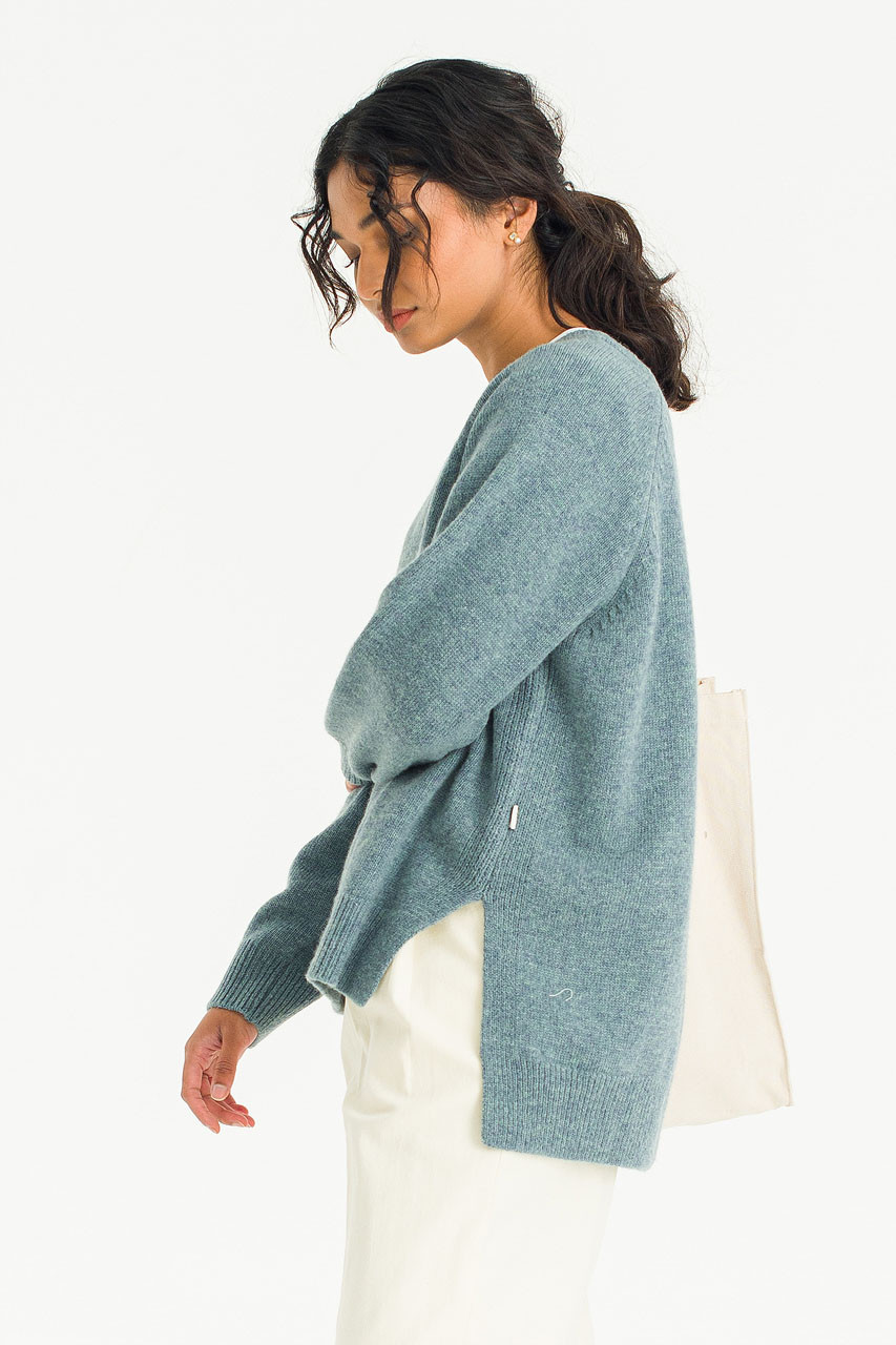 Unbalanced Crew Neck Knit, Topaz