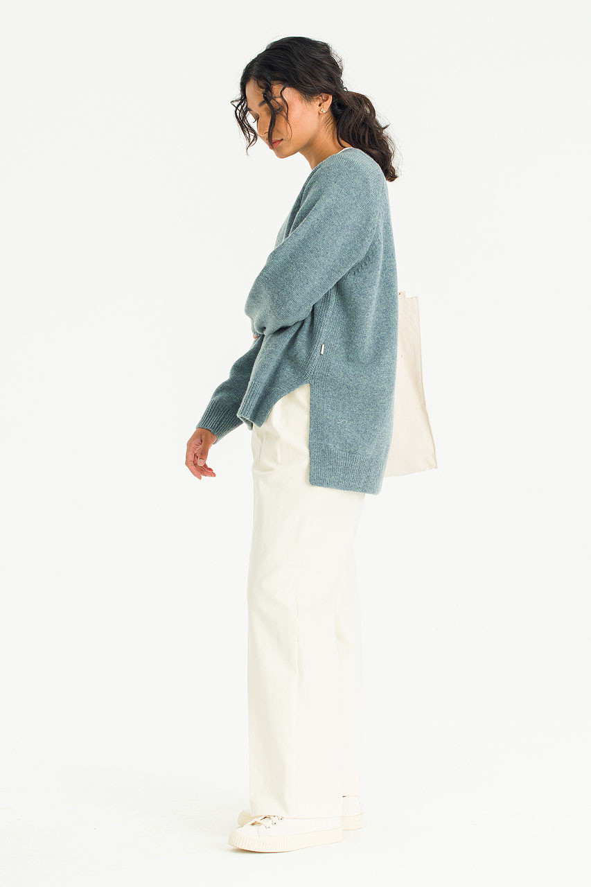 Unbalanced Crew Neck Knit, Topaz