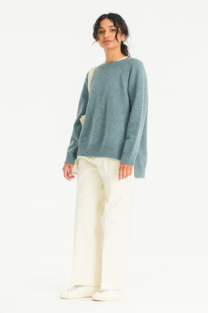 Unbalanced Crew Neck Knit, Topaz