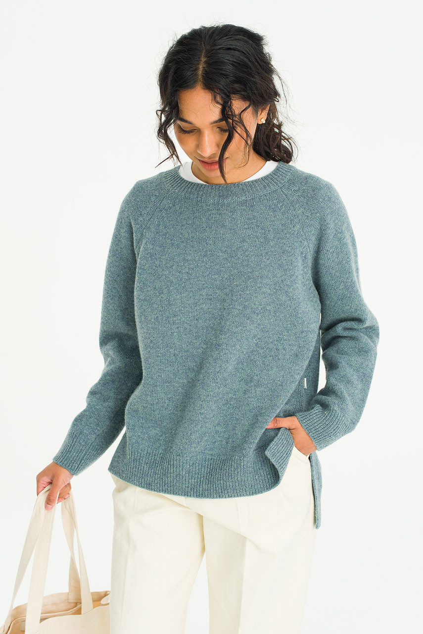 Unbalanced Crew Neck Knit, Topaz