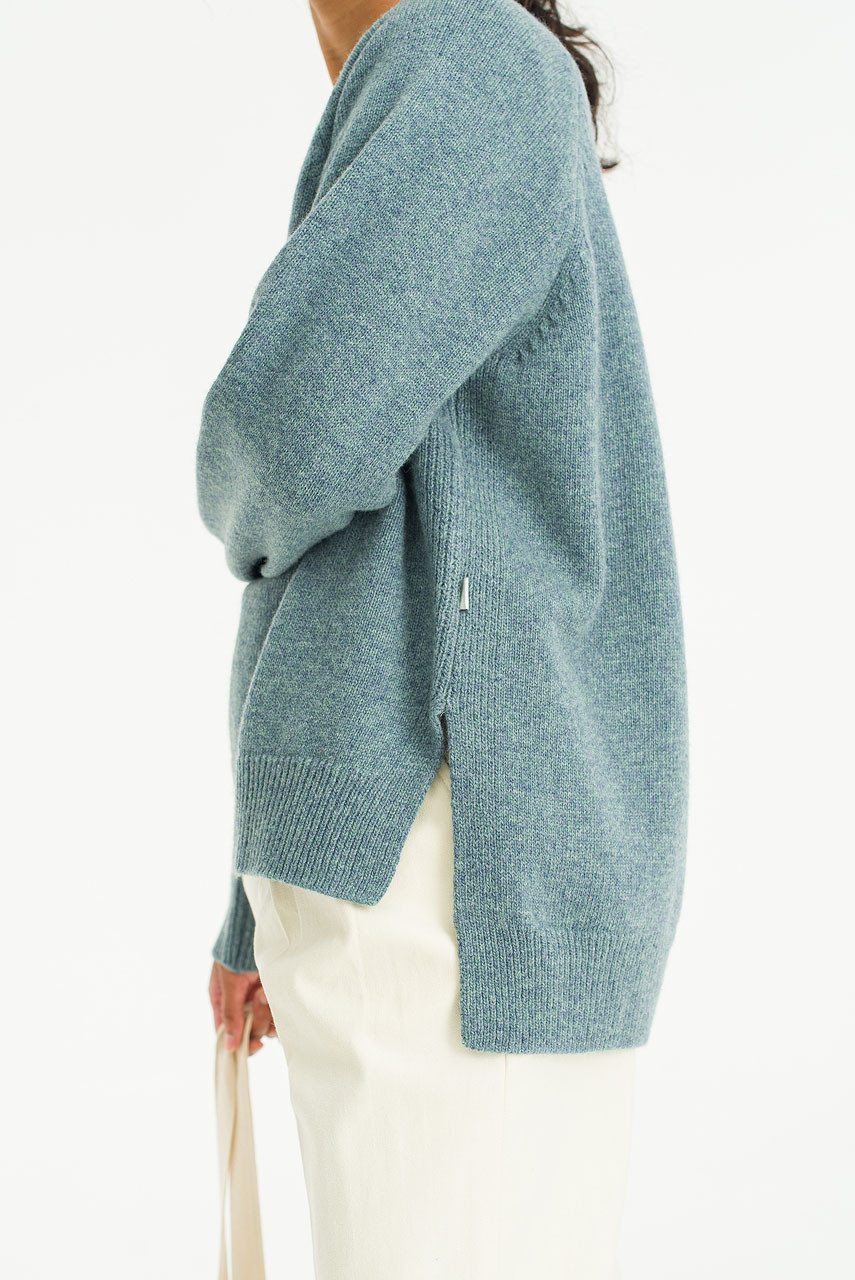 Unbalanced Crew Neck Knit, Topaz