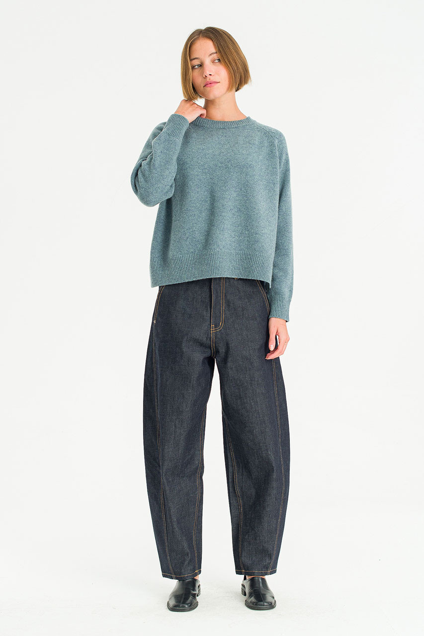 Unbalanced Crew Neck Knit, Topaz
