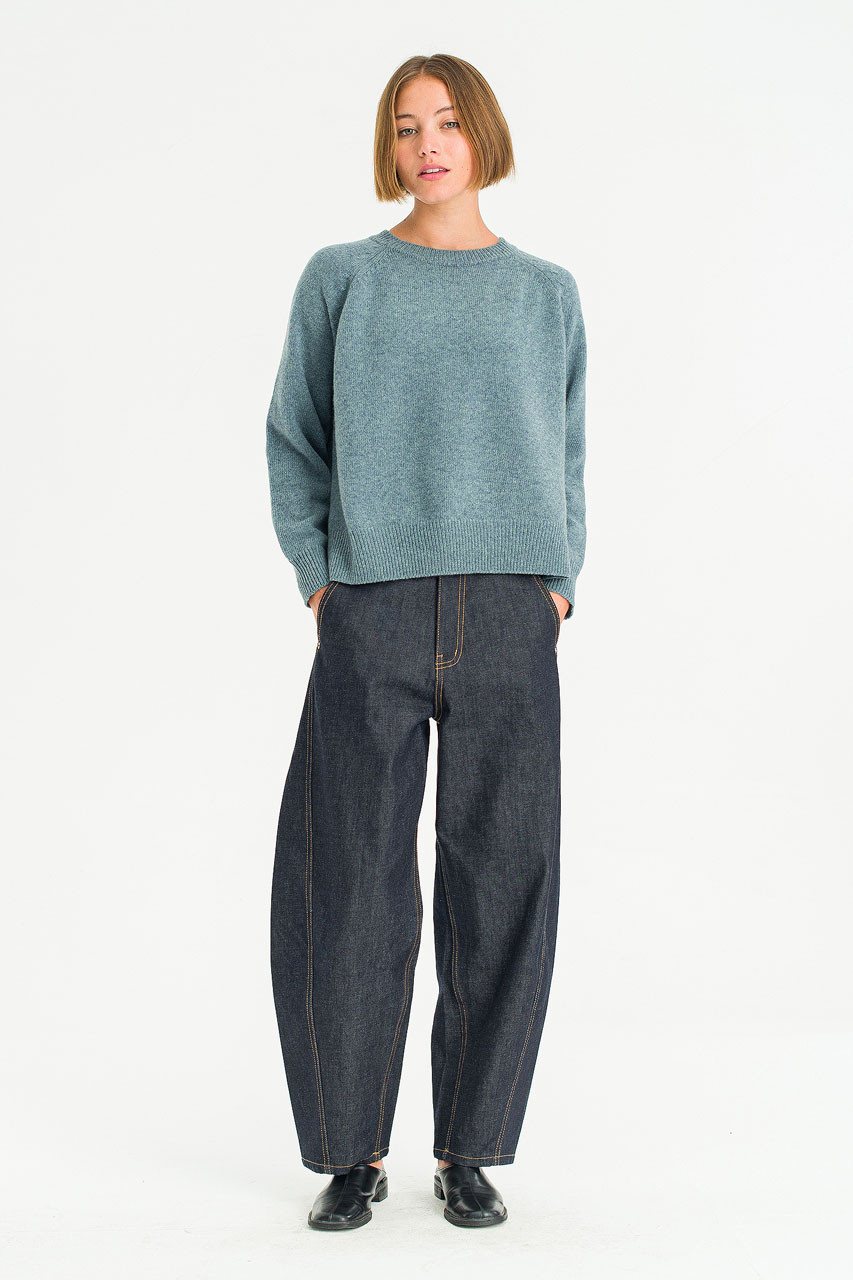Unbalanced Crew Neck Knit, Topaz