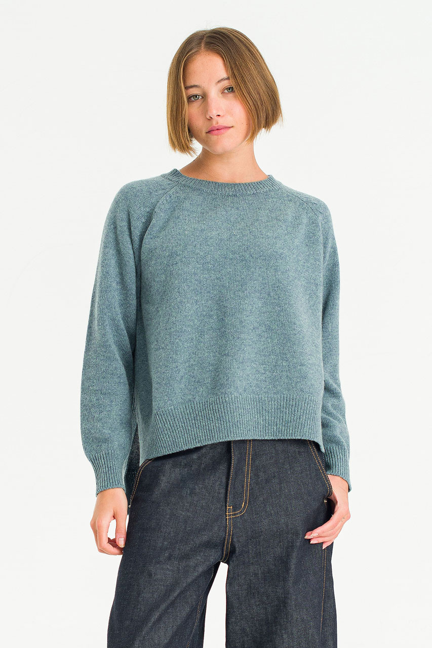 Unbalanced Crew Neck Knit, Topaz