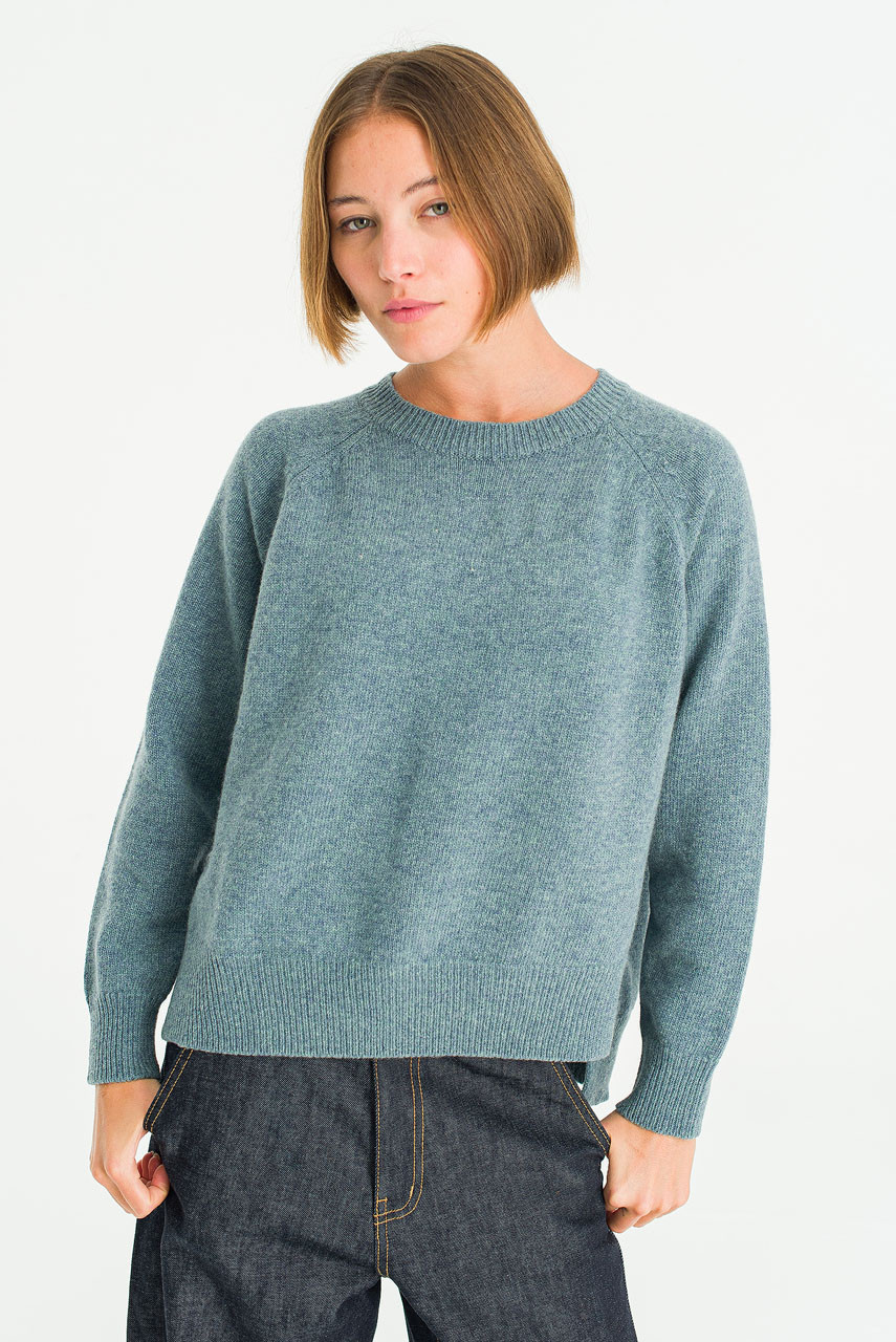 Unbalanced Crew Neck Knit, Topaz
