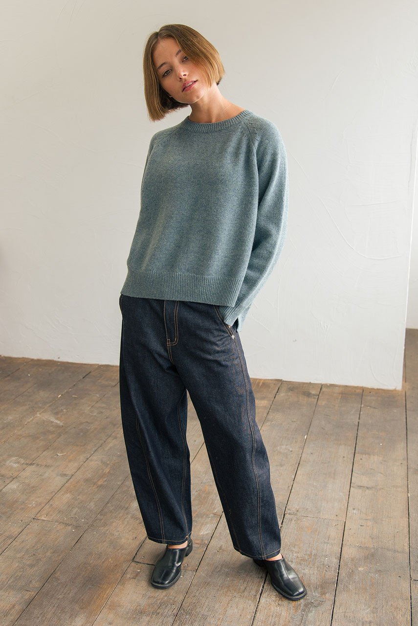 Unbalanced Crew Neck Knit, Topaz