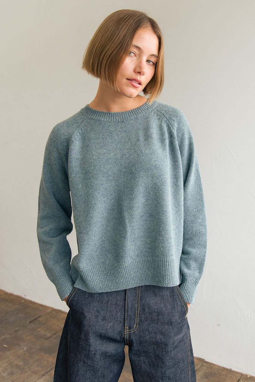 Unbalanced Crew Neck Knit, Topaz