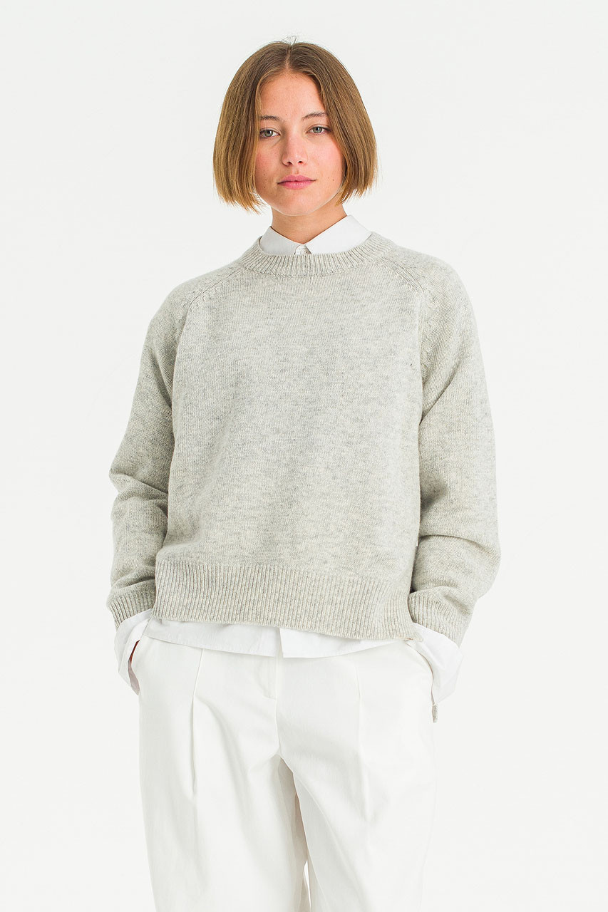 Unbalanced Crew Neck Knit, Cloud