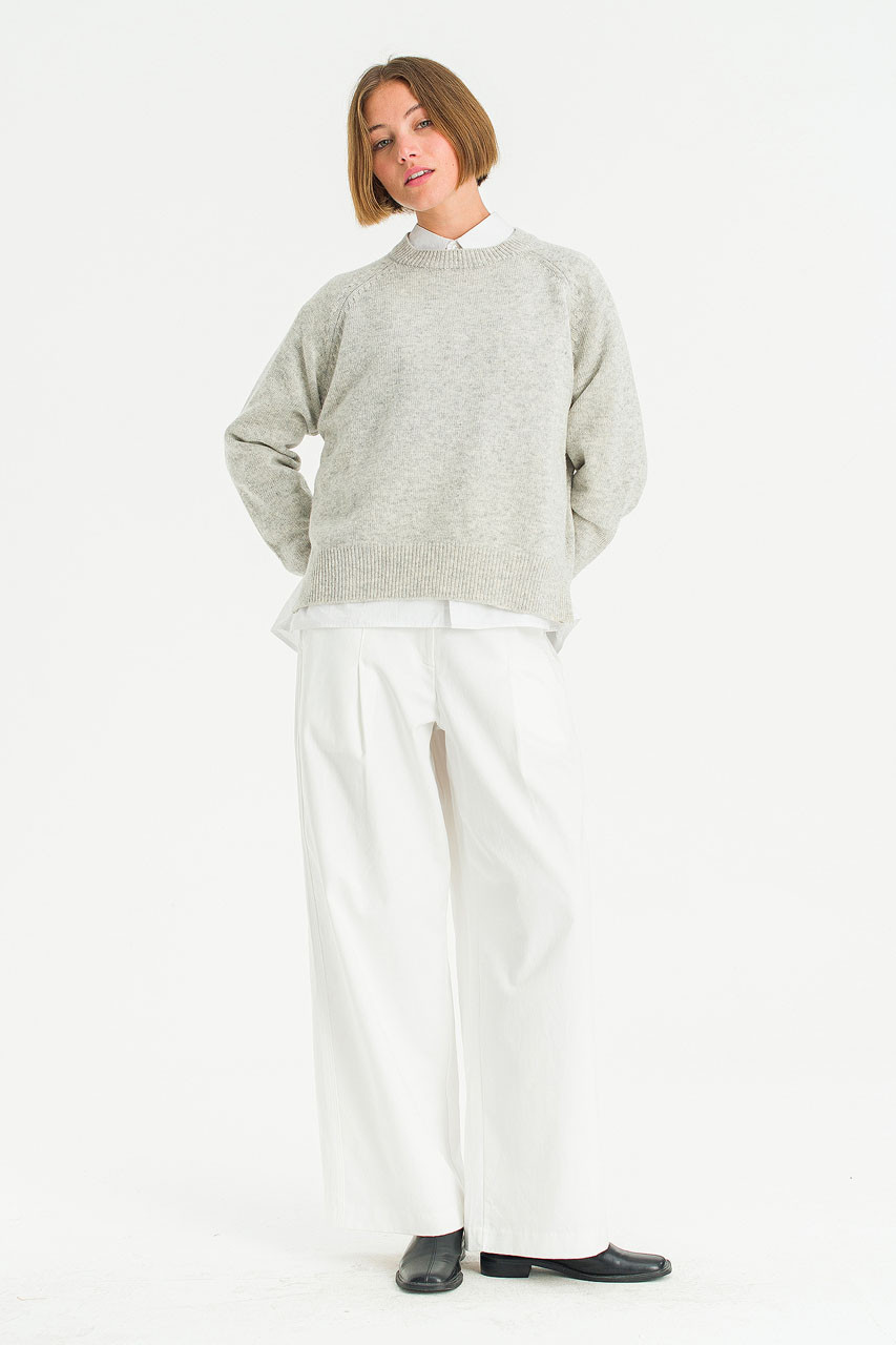 Unbalanced Crew Neck Knit, Cloud