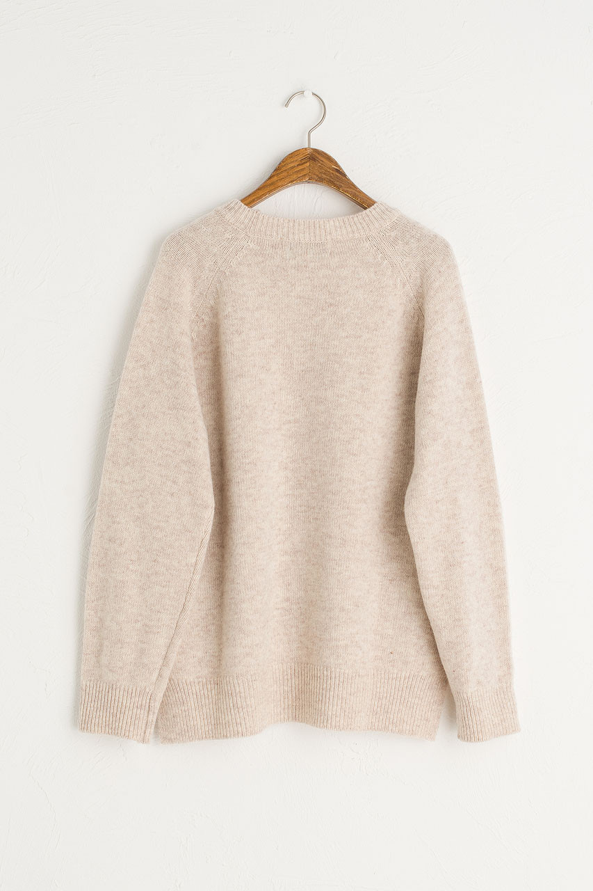 Unbalanced Crew Neck Knit, Oatmeal