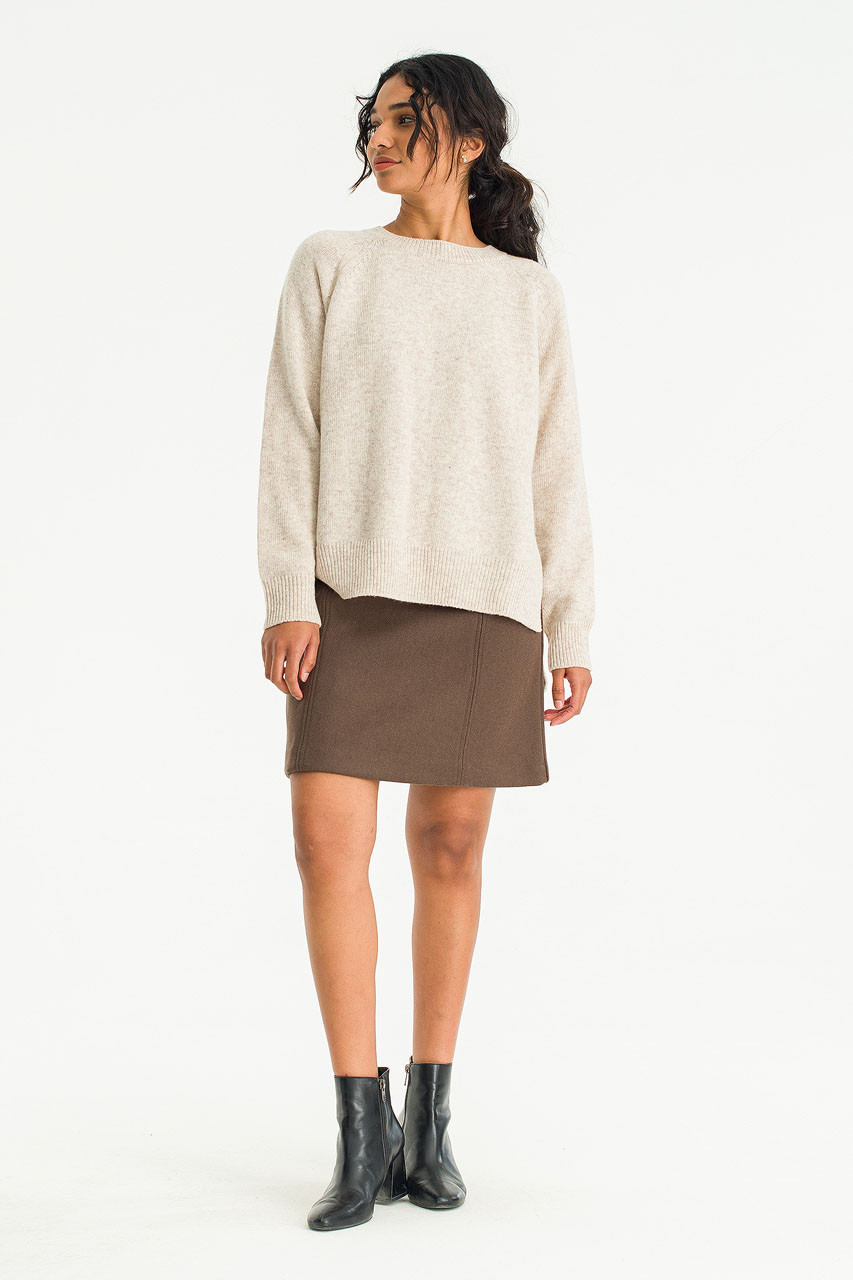 Unbalanced Crew Neck Knit, Oatmeal