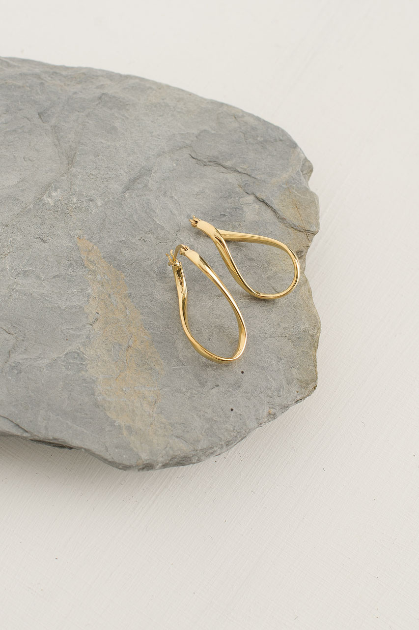 Twist Oval Earrings, 18K Gold Plated