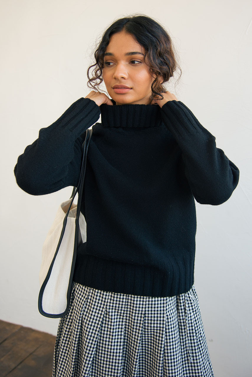 Simple Roll Neck Jumper, Black