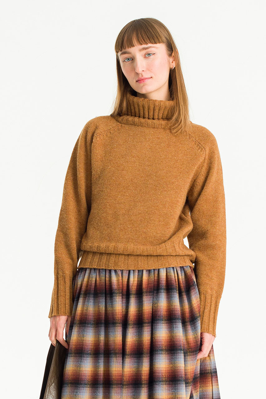Simple Roll Neck Jumper, Camel
