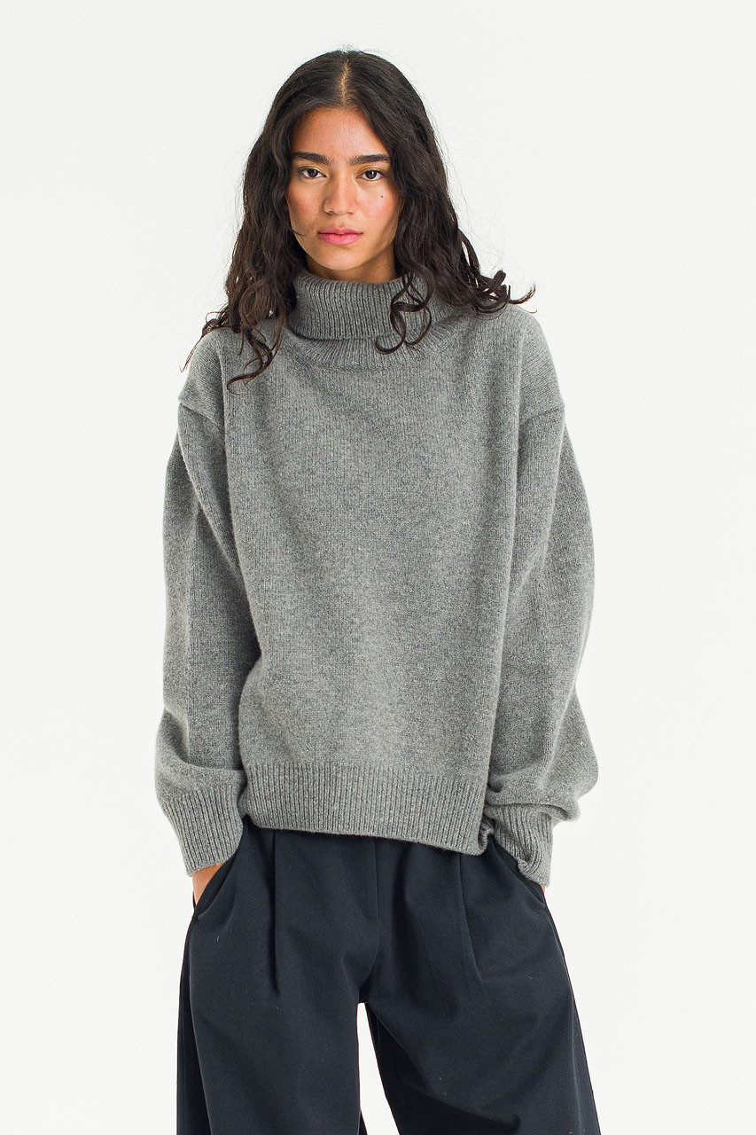 Jane Turtleneck Jumper, Grey