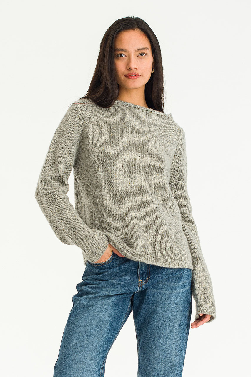 Flecked Fisherman Knit, Grey