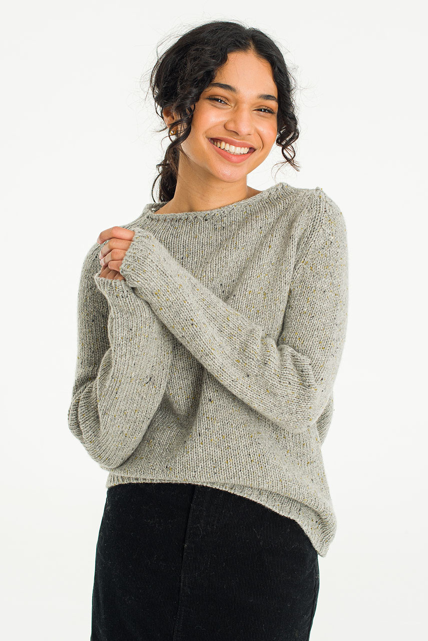 Flecked Fisherman Knit, Grey