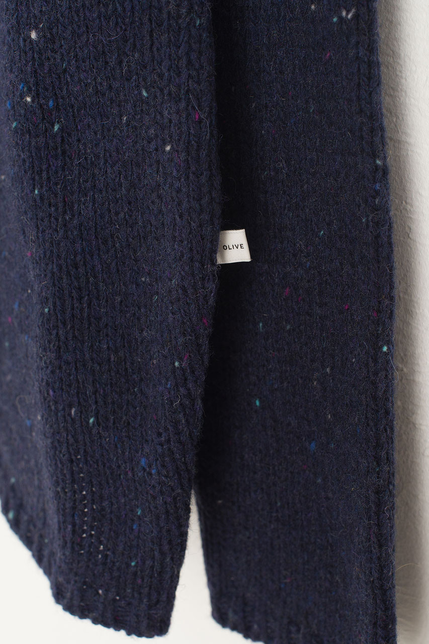Flecked Fisherman Knit, Navy
