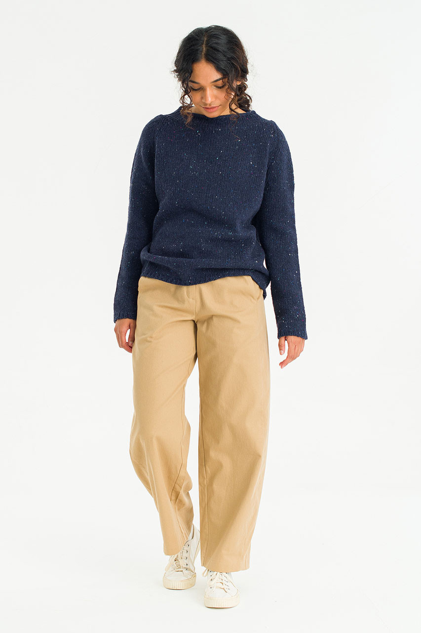 Flecked Fisherman Knit, Navy