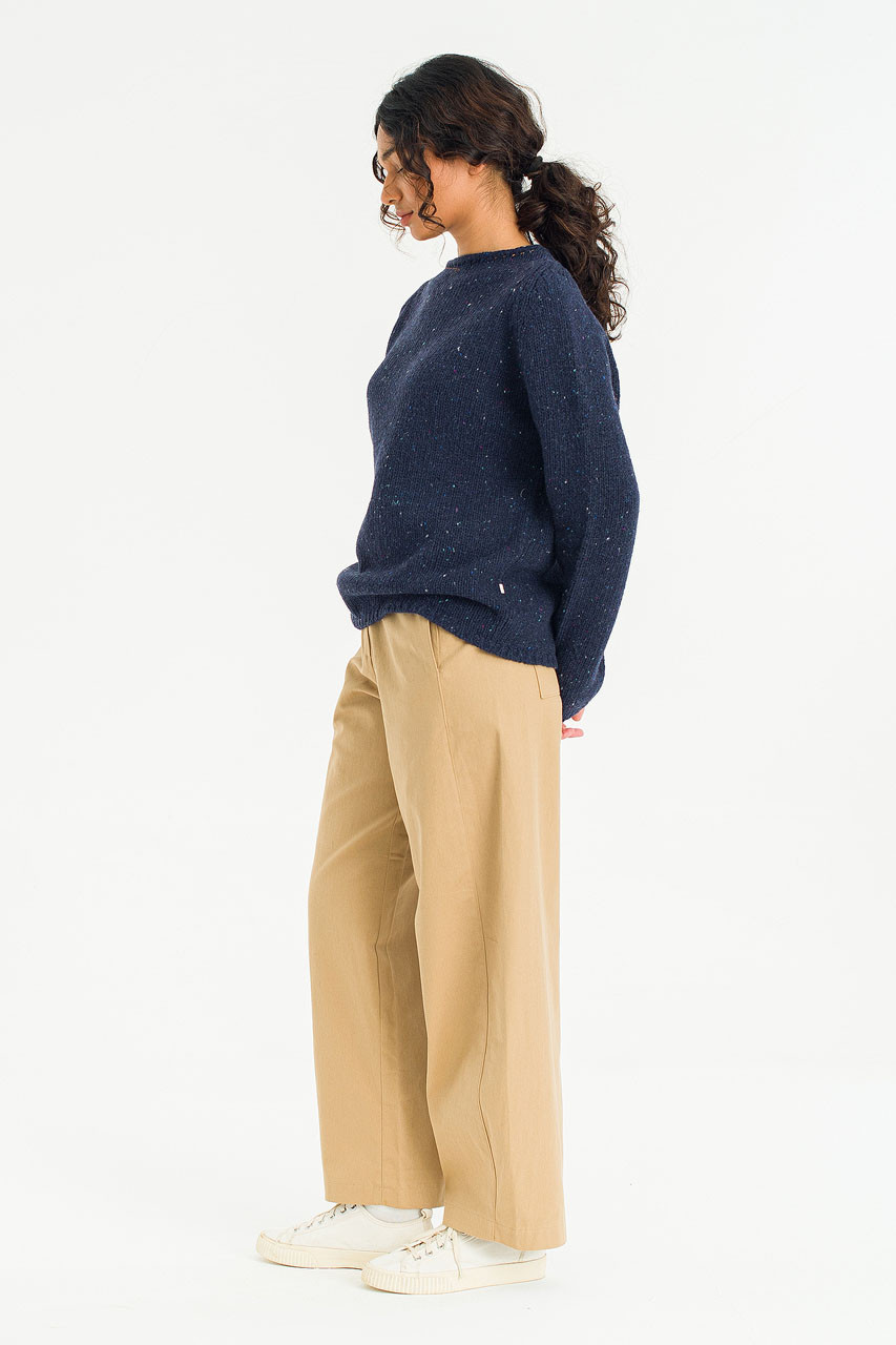 Flecked Fisherman Knit, Navy