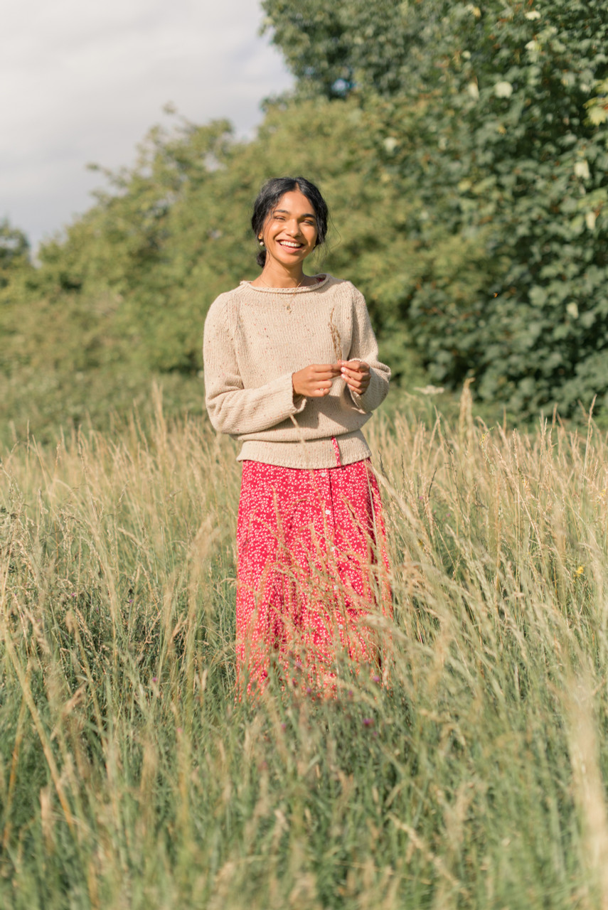 Flecked Fisherman Knit, Beige