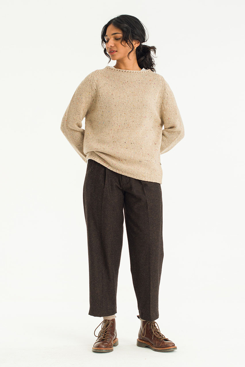 Flecked Fisherman Knit, Beige