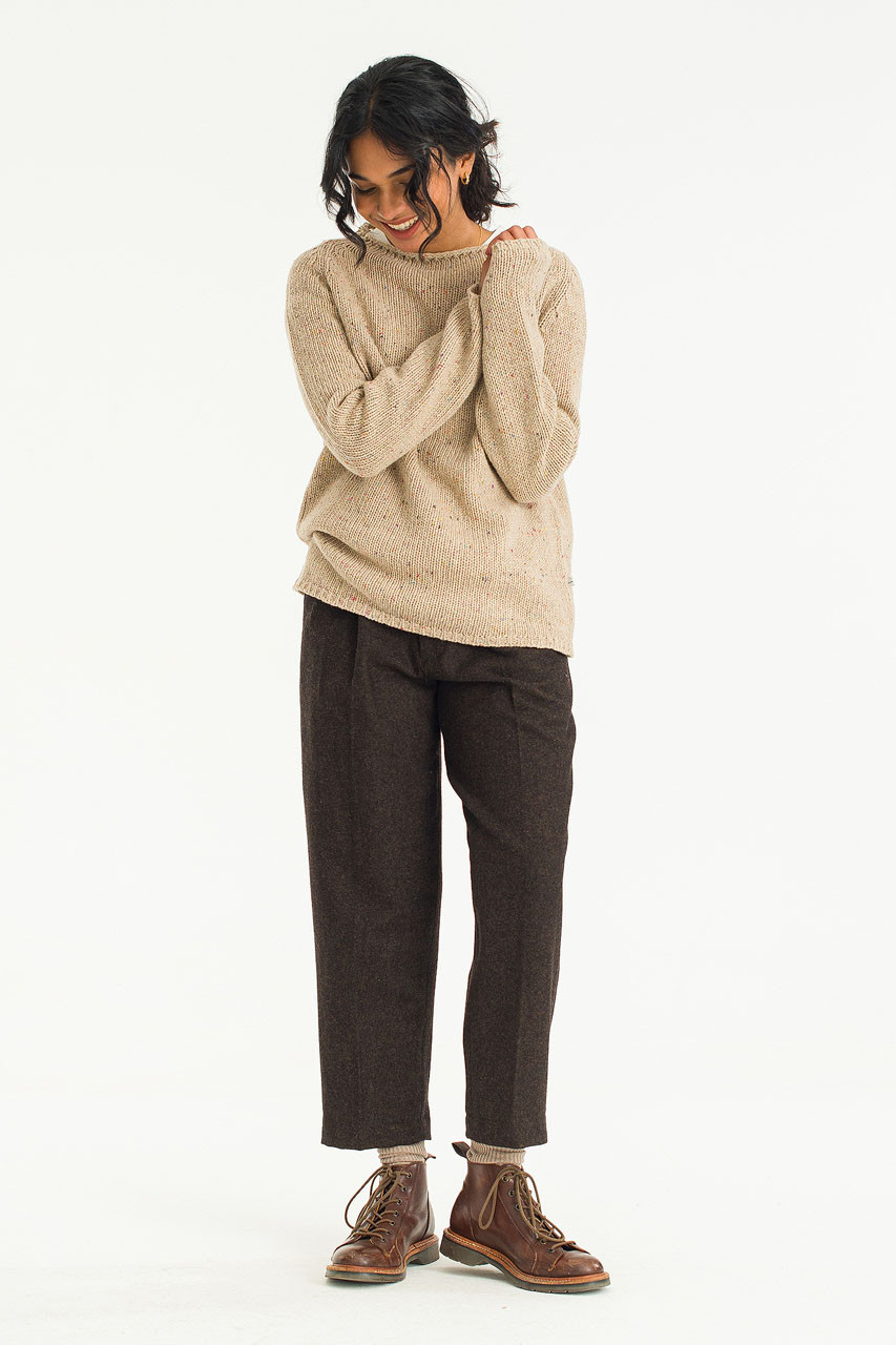 Flecked Fisherman Knit, Beige