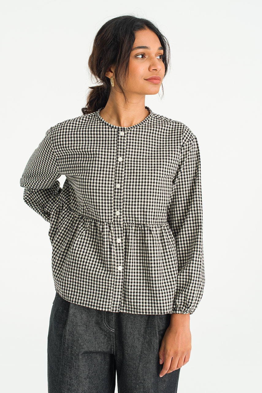 Latte Gingham Tunic, Black