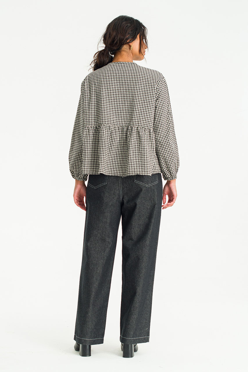 BELPER GINGHAM BLOUSE（BLACK） Can't Leave You Here Black Gingham Blouse – Shop the Mint