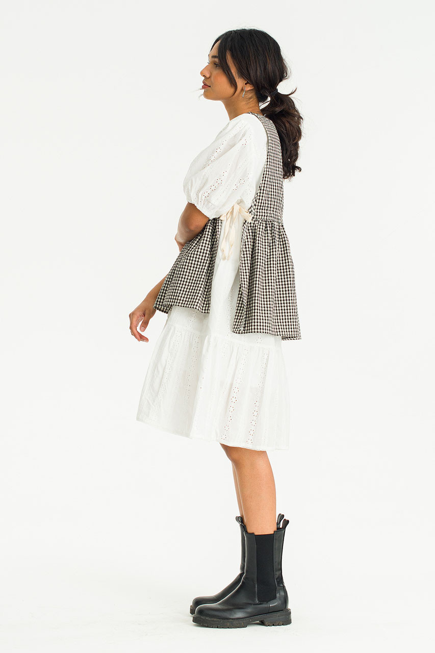 Faye Ribboned Vest, Black Gingham