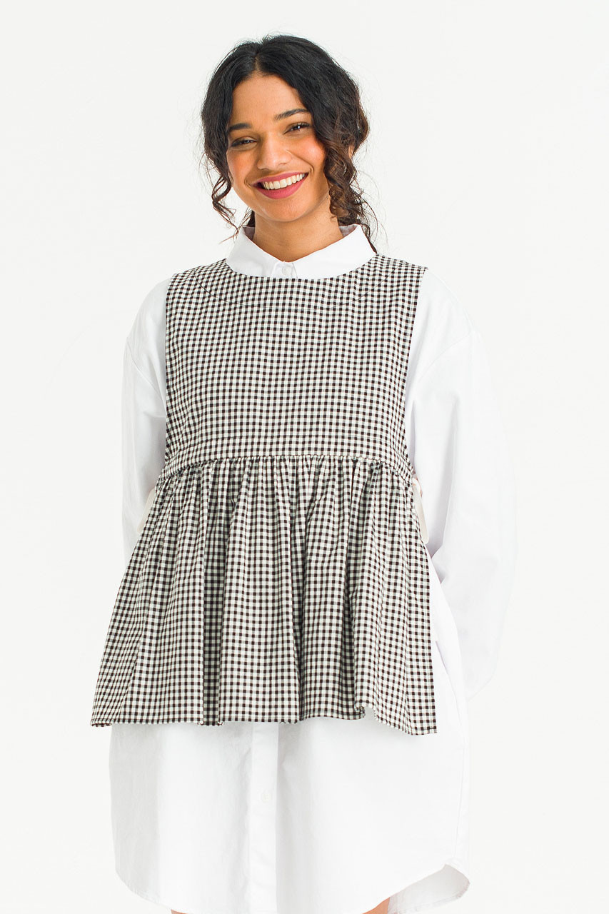 Faye Ribboned Vest, Black Gingham
