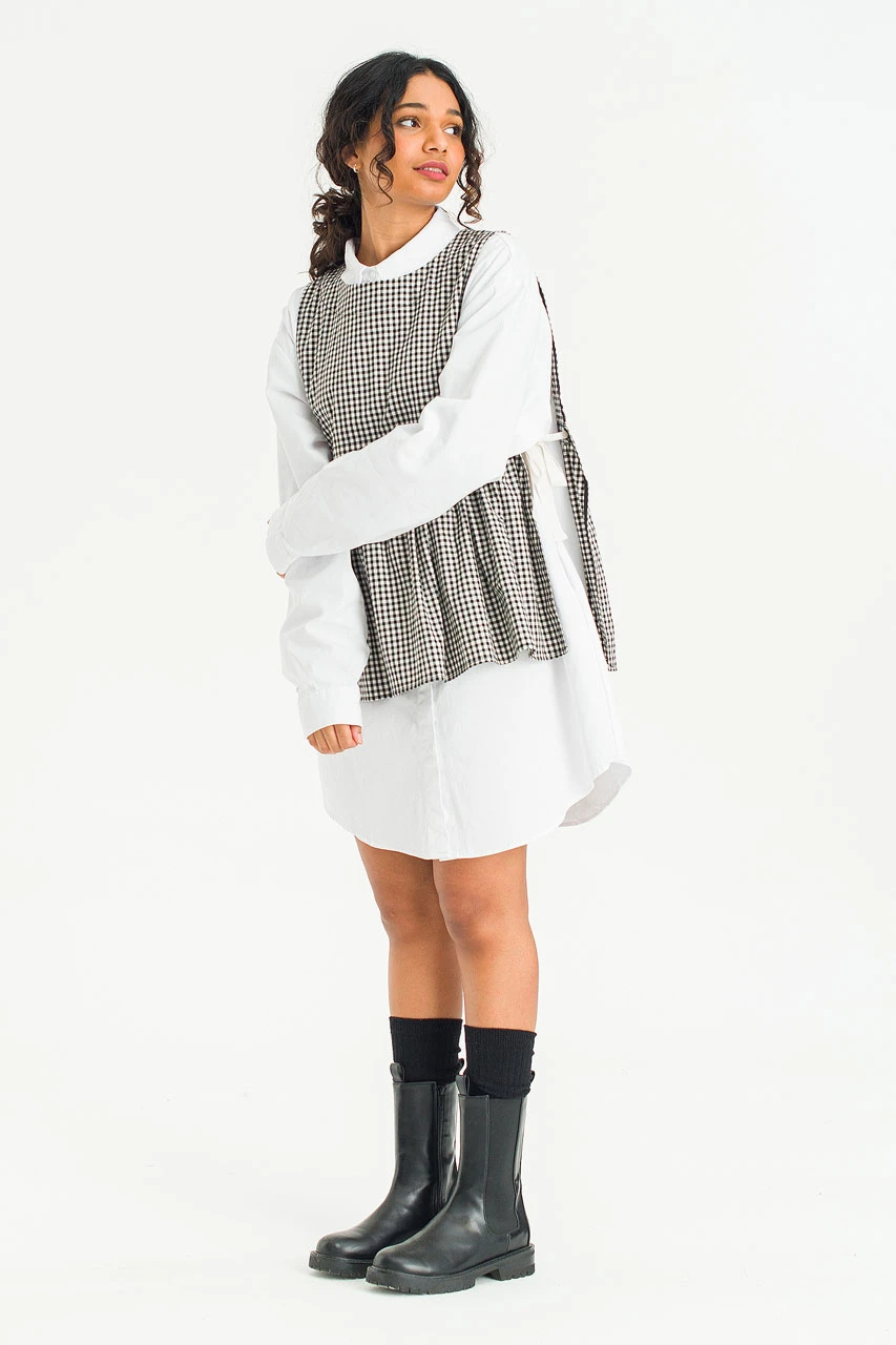 Faye Ribboned Vest, Black Gingham
