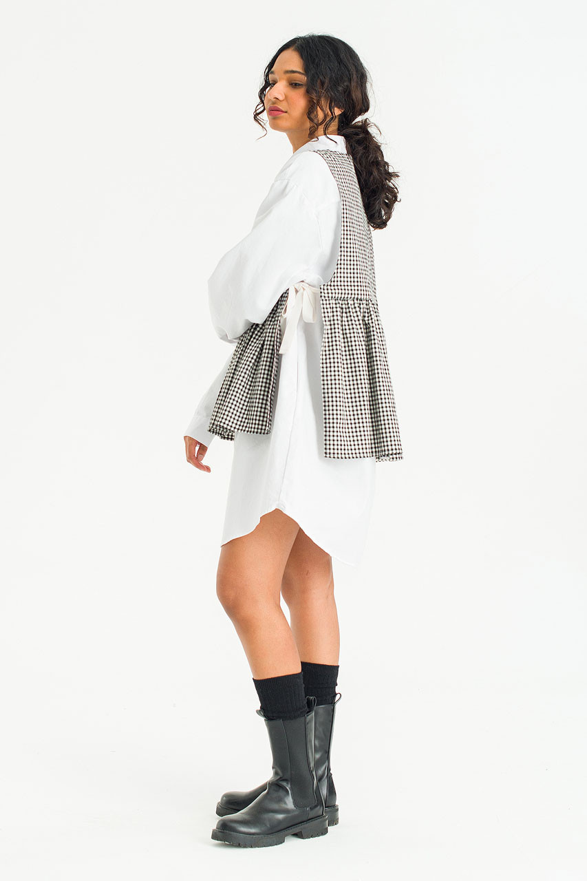 Faye Ribboned Vest, Black Gingham