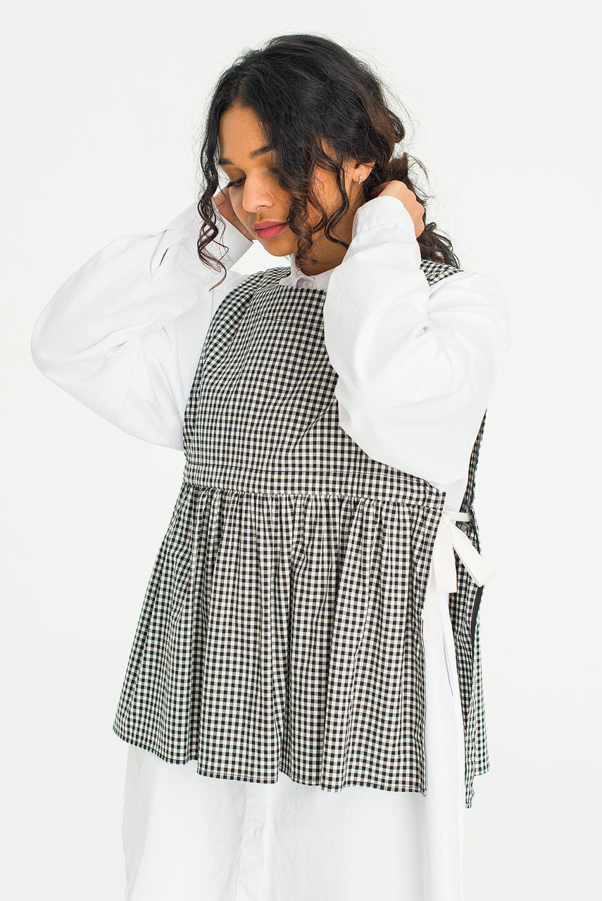 Faye Ribboned Vest, Black Gingham