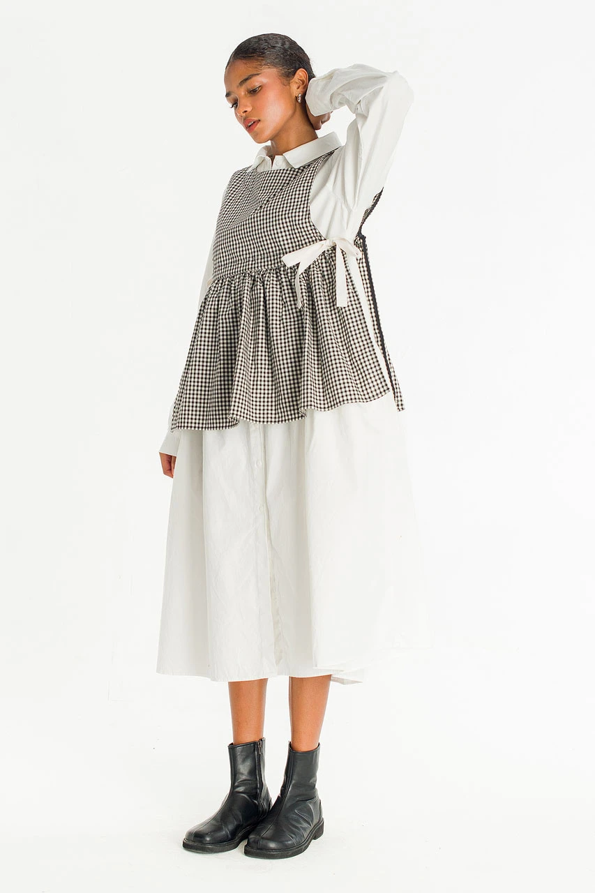 Faye Ribboned Vest, Black Gingham